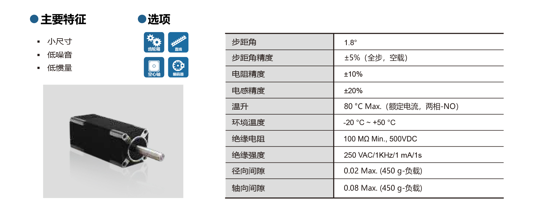 PHB14Y NEMA 6 1.8deg 2 phase mini stepper motor general specifications