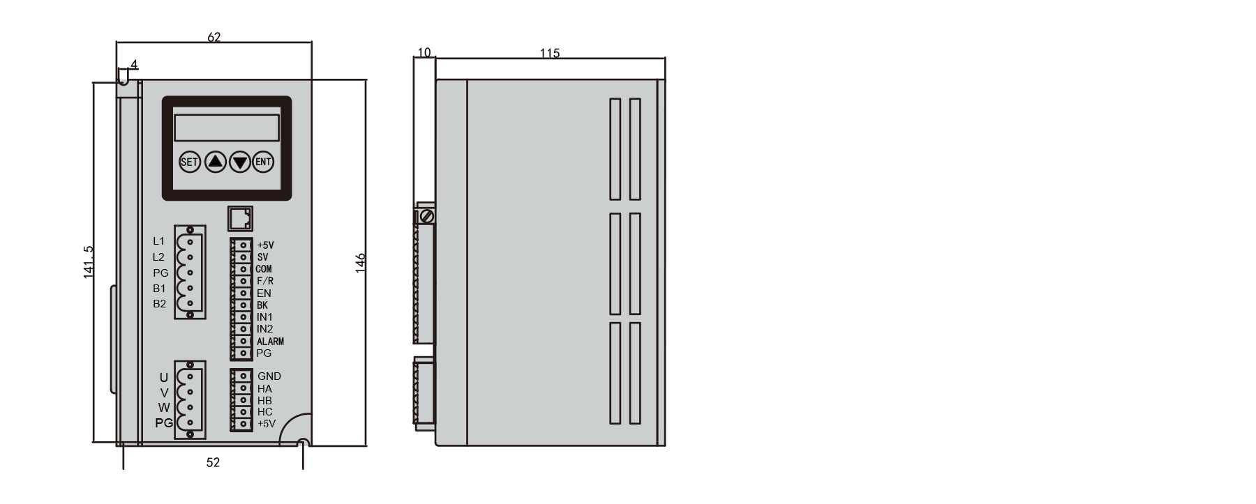 PBLD-C22035A bldc driver dimension diagram