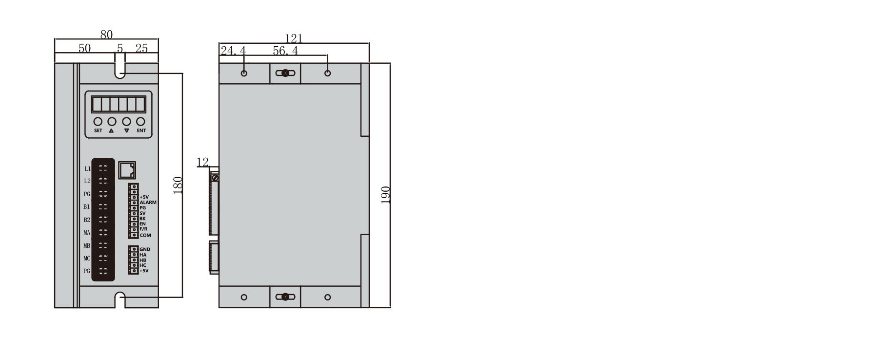 PBLD-H220100A bldc driver dimension diagram