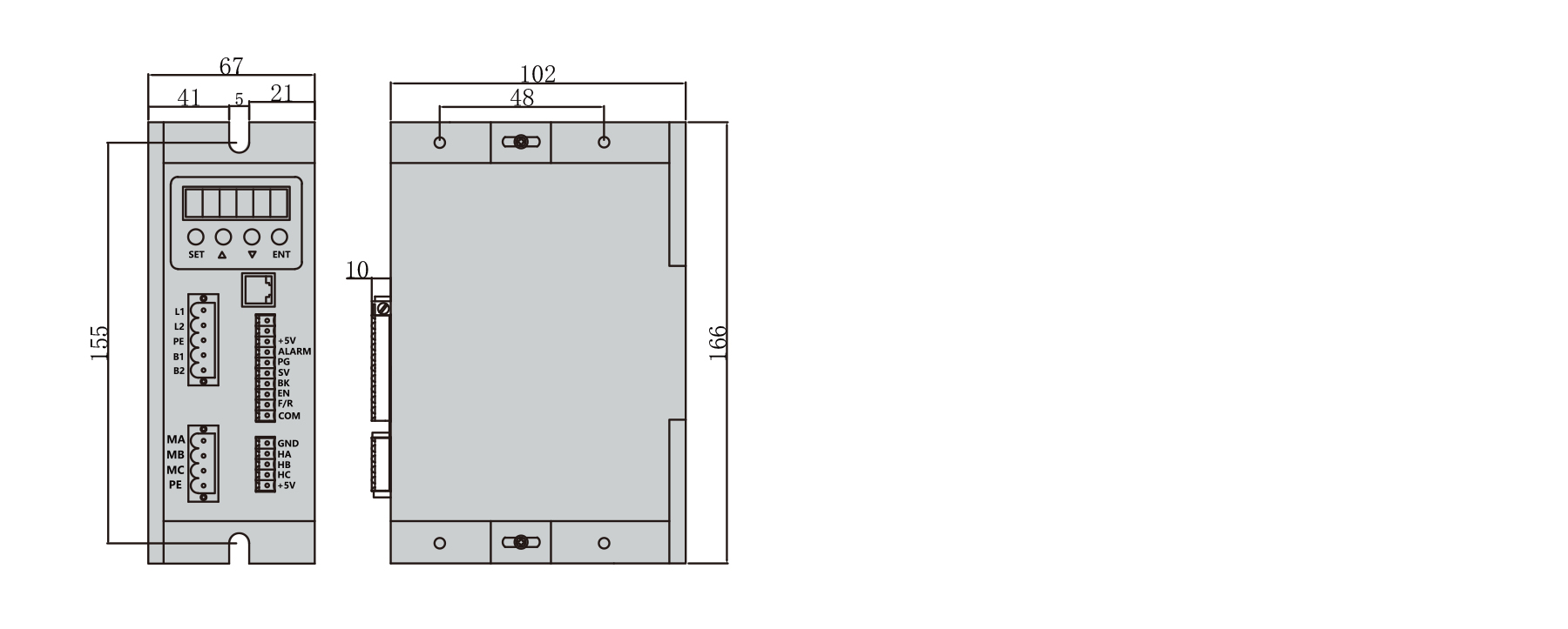 PBLD-H22035A bldc driver dimension diagram