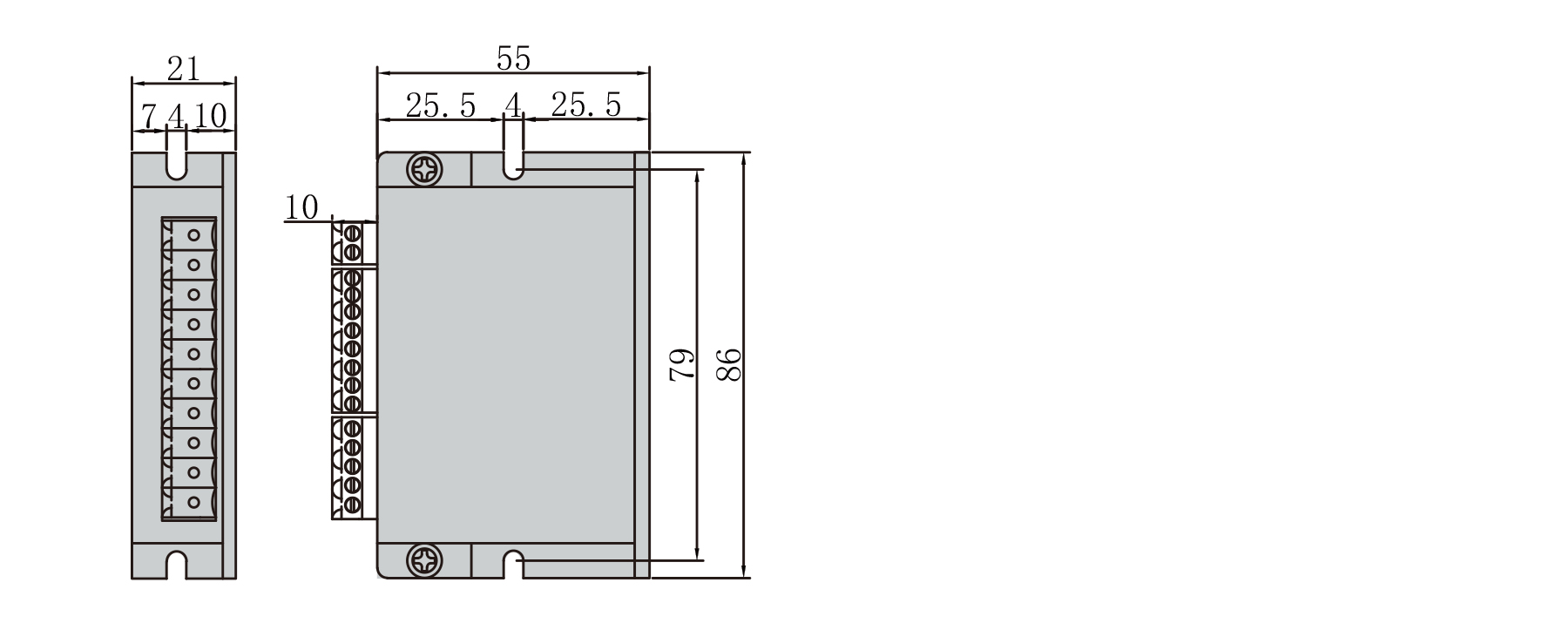 PBLD-L2450D bldc driver dimension diagram