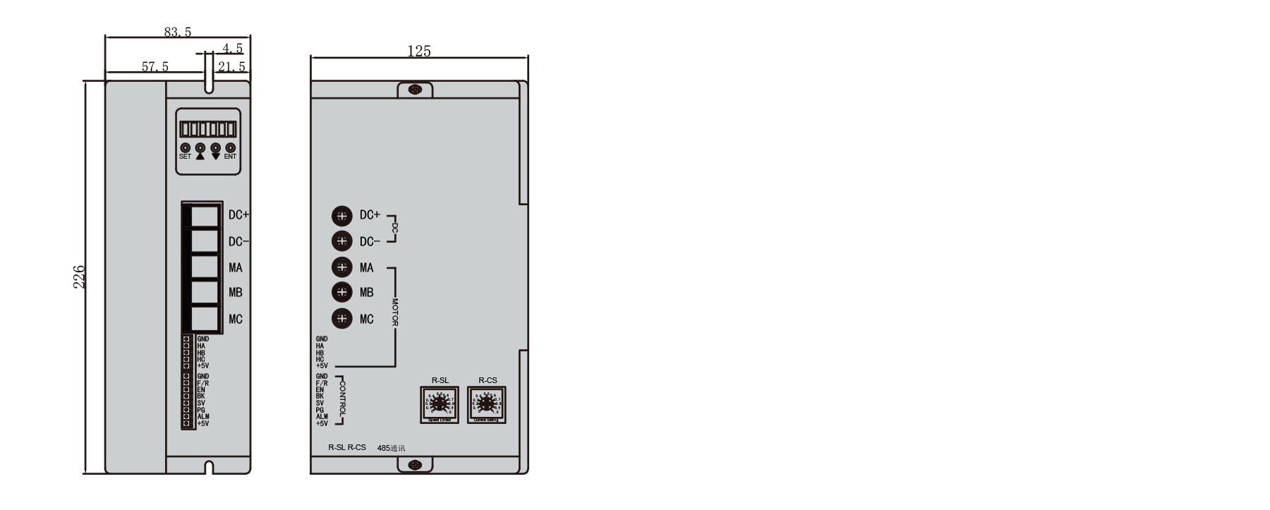 PBLD-L481000D bldc driver dimension diagram