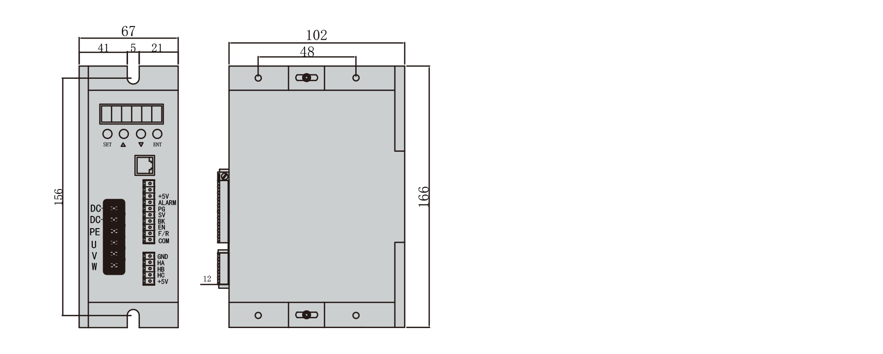 PBLD-L48300D bldc driver dimension diagram