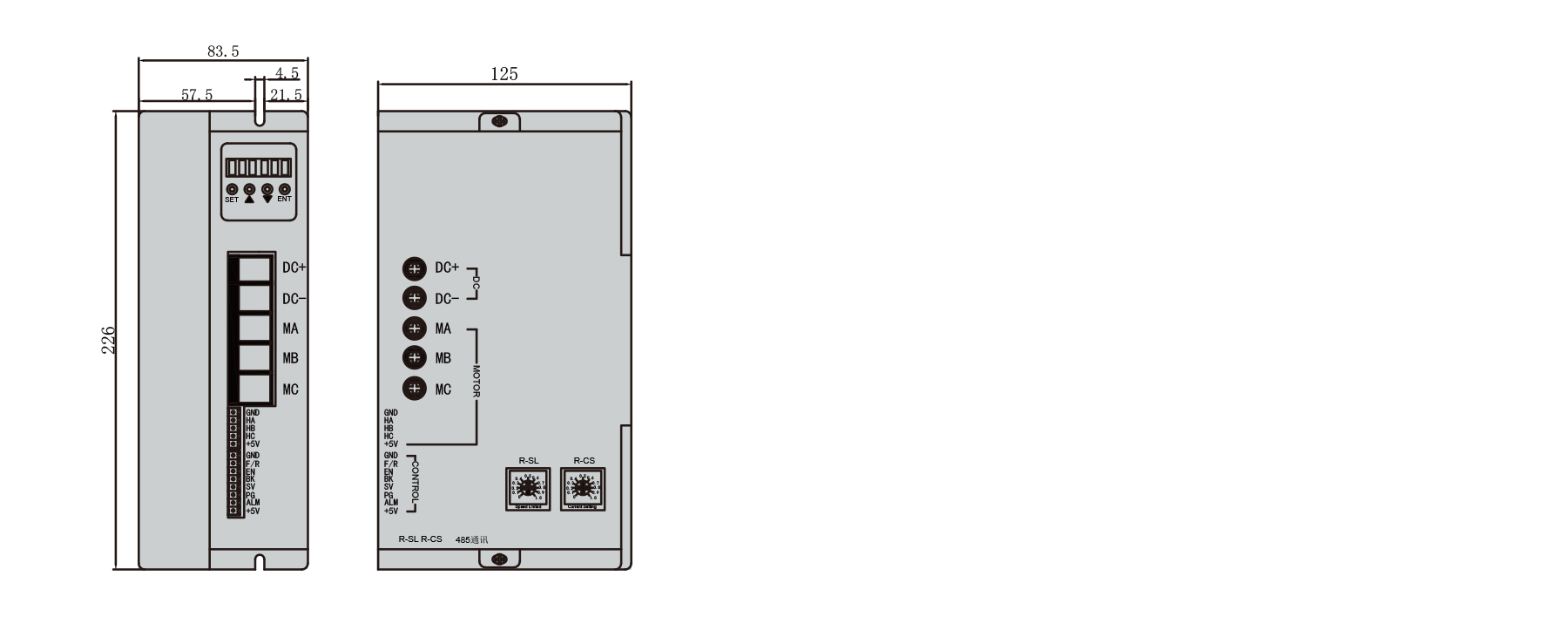 PBLD-L48500D bldc driver dimension diagram