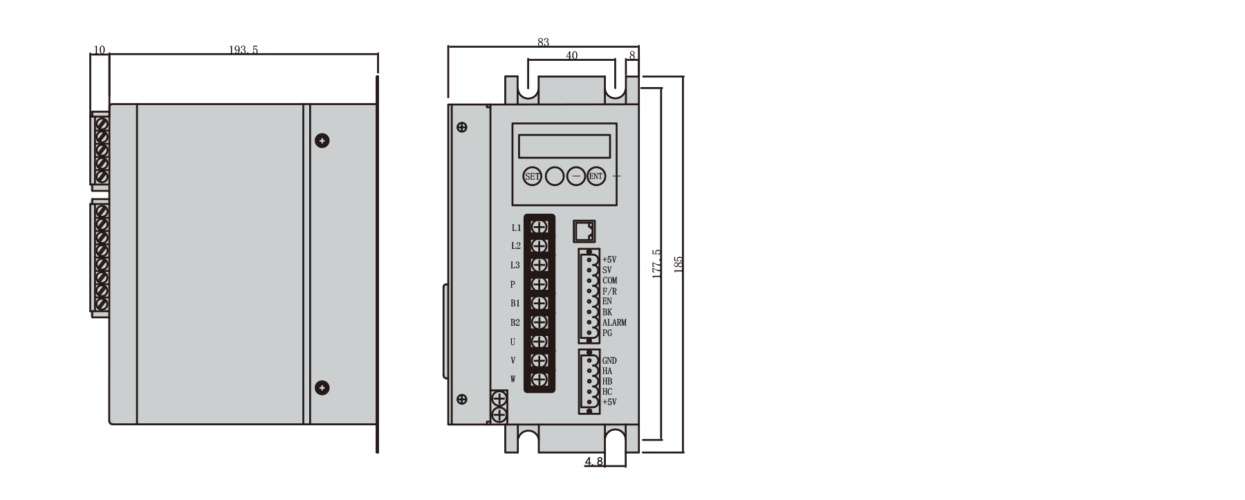 PBLD-S220150A bldc driver dimension diagram