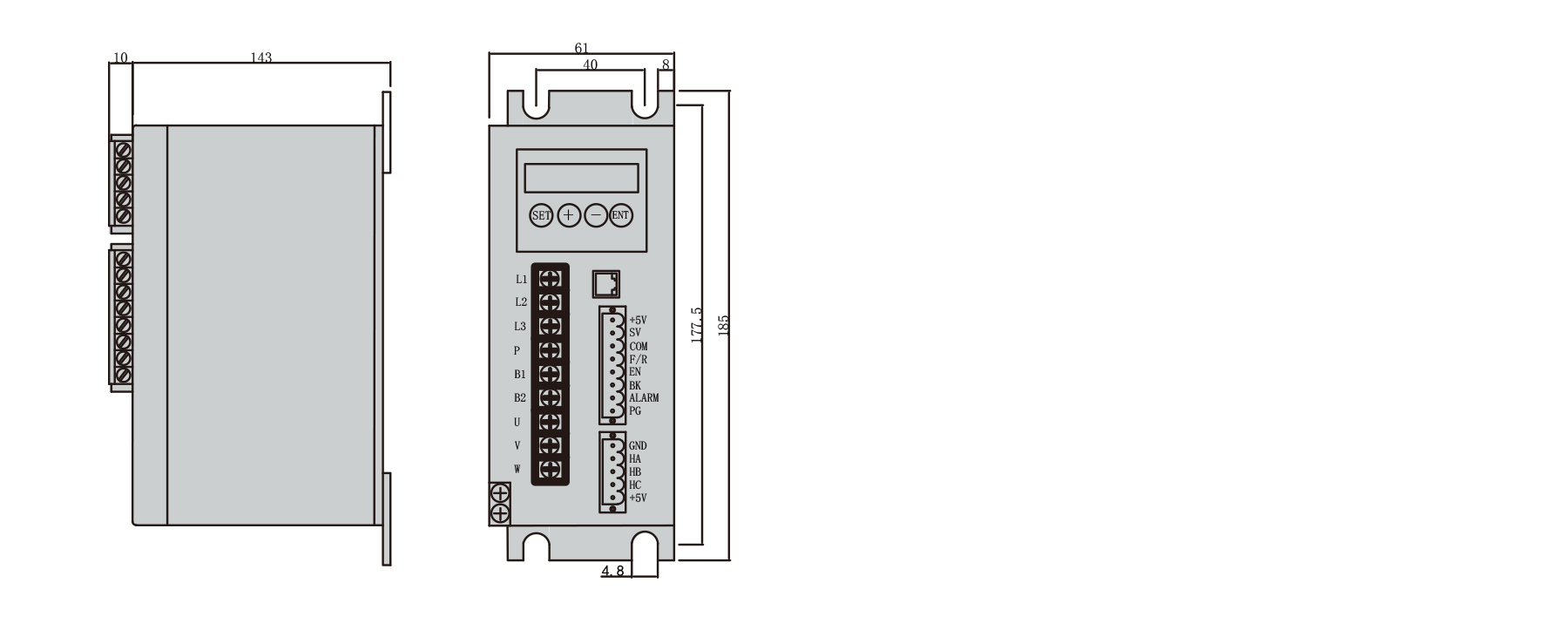 PBLD-S22020A bldc driver dimension diagram