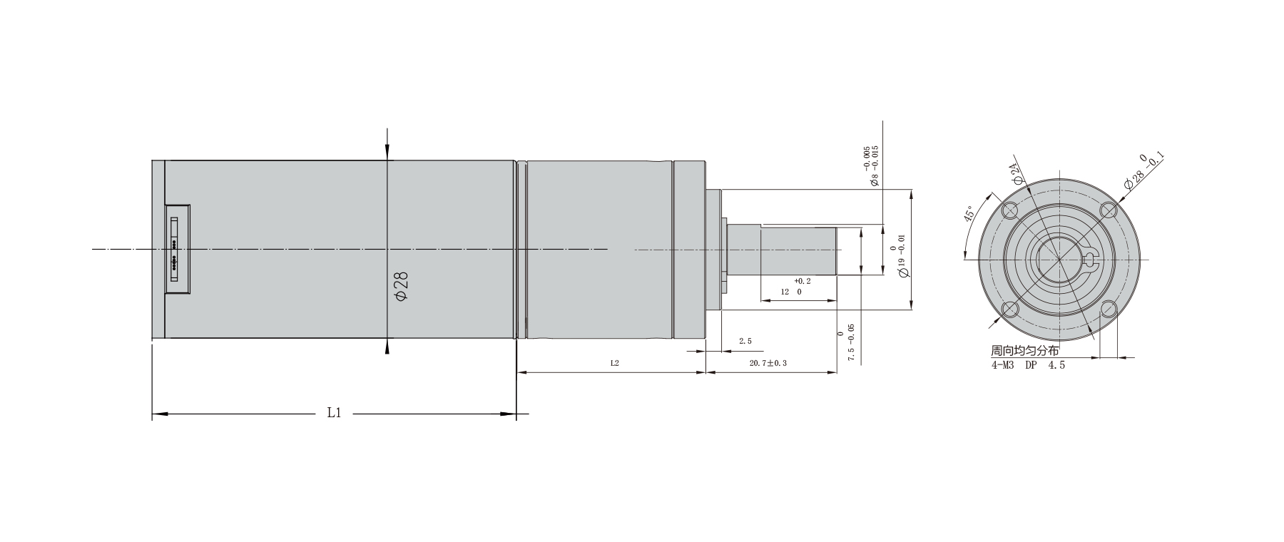 PBLR28GF round dia.28mm Brushless geared motor winding and hall sensor wiring connection