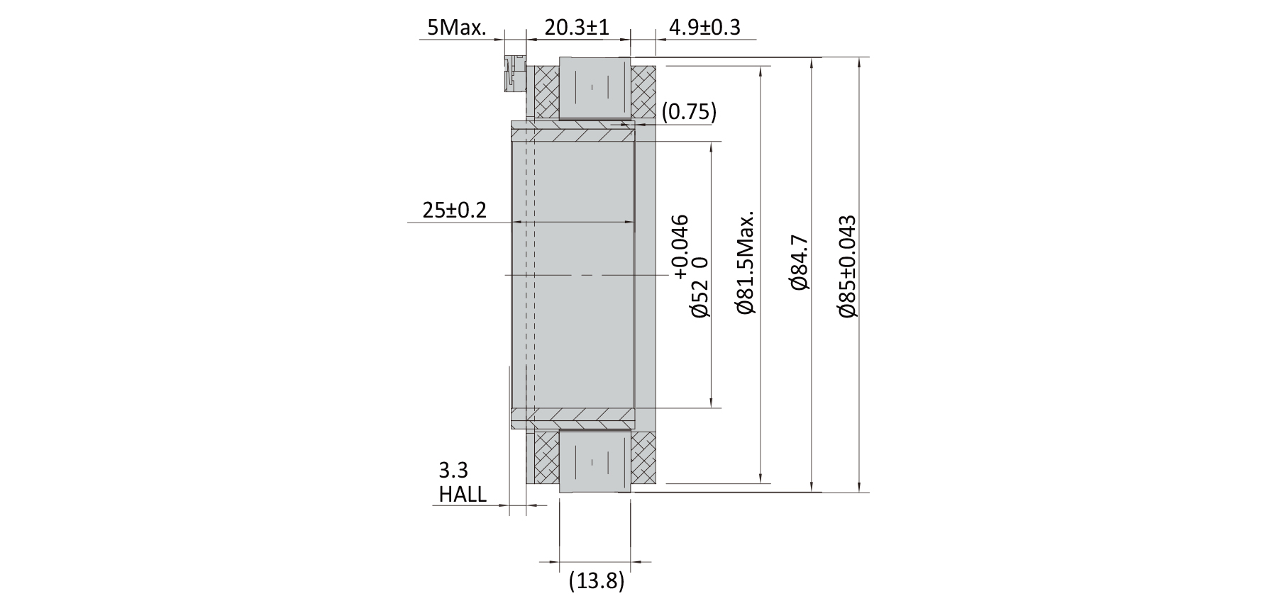 PBLR85FT O.D.85mm frameless brushless motor outline dimensions drawing